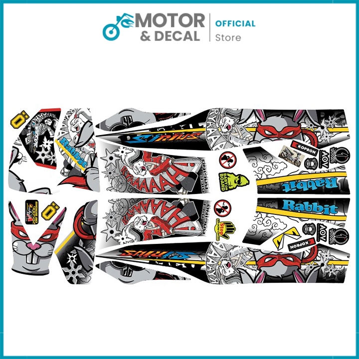 Tem sirius 110cc & 50cc mẫu thỏ Rabbit  - Tem xe sirius UV cao cấp chống nước , chống phai màu