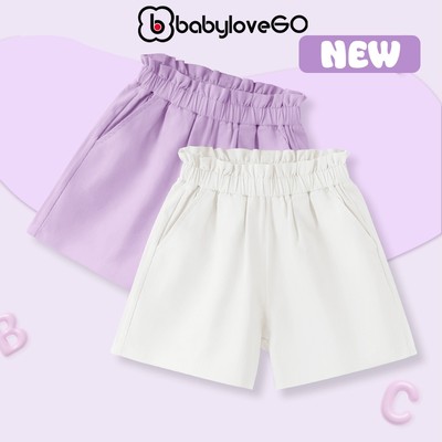 Quần đùi bé gái BabyloveGO 2026 quần short cho bé chất kaki đứng form mềm mịn thoáng mát QT006