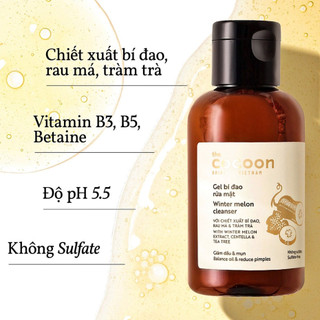 Sữa Rửa Mặt Bí Đao Cocoon Winter Melon Cleanser With Centella & Tea Tree 140ml