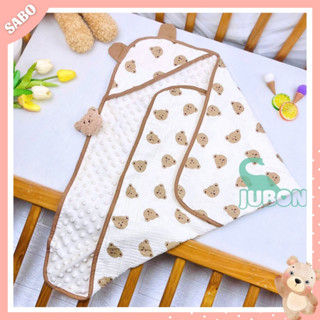 Choàng Ủ Thu Đông Vải Xô Muslin Nhung Hạt Đậu JUBON Cao Cấp Cho Bé Sơ Sinh - Kích Thước 70x70cm