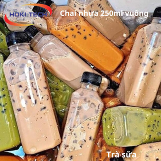  Chai nhựa 250ml chai nhựa đựng trà sữa thiết kế vuông vắn Sự lựa chọn tiện lợi cho đồ uống mang đi 