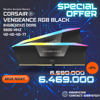 Ram corsair vengeance rgb 64gb 5600mhz ddr5 cmh64gx5m2b5600c40