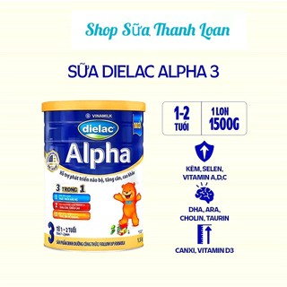 [HSD T1-2026] Sữa Bột Vinamilk Dielac Alpha 3 - Hộp Thiếc 1.5kg.
