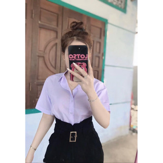 Sơ mi trắng xanh fom vừa