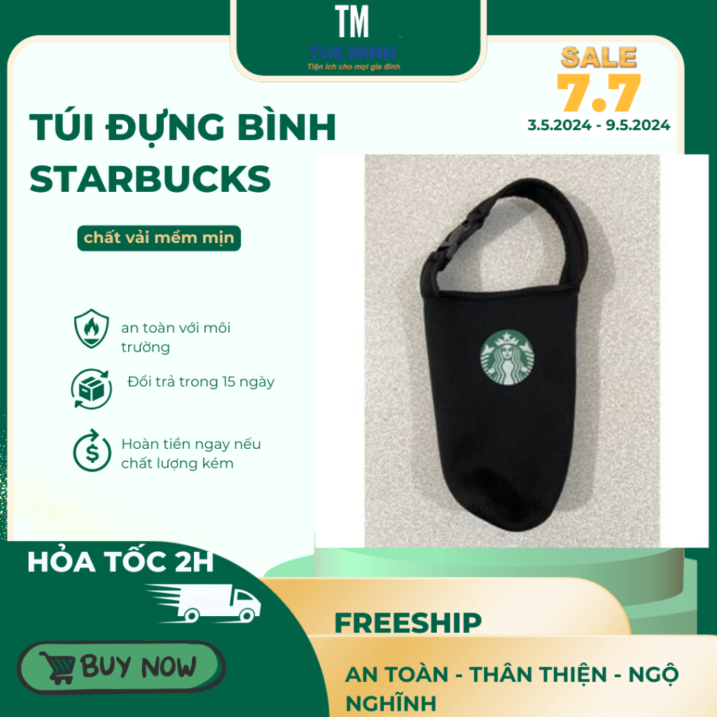 Túi Đựng Cốc Giữ Nhiệt Stabuck Vải Mịn Có Quai Cài Mang Đi Dễ Dàng Tiện Lợi Xinh Xắn