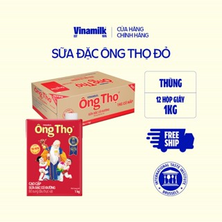 Thùng 12 Hộp Sữa Đặc Ông Thọ Đỏ Hộp Giấy 1kg Có Nắp