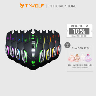 Chuột không dây t-wolf q13, chống ồn, led, pin sạc 600mah, 2400dpi, gaming mouse
