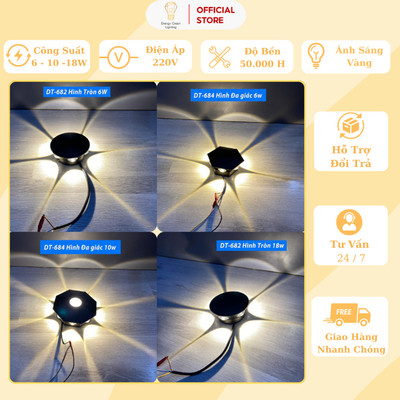 Đèn Tường Chống Nước Energy Green Lighting Hình Bông Hoa DT-682- 684 Phong Cách Hiện Đại - BH 2 Năm