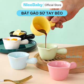Bát ăn dặm gốm sứ hình gáo tay béo cho bé ăn dặm 80ml nicebaby