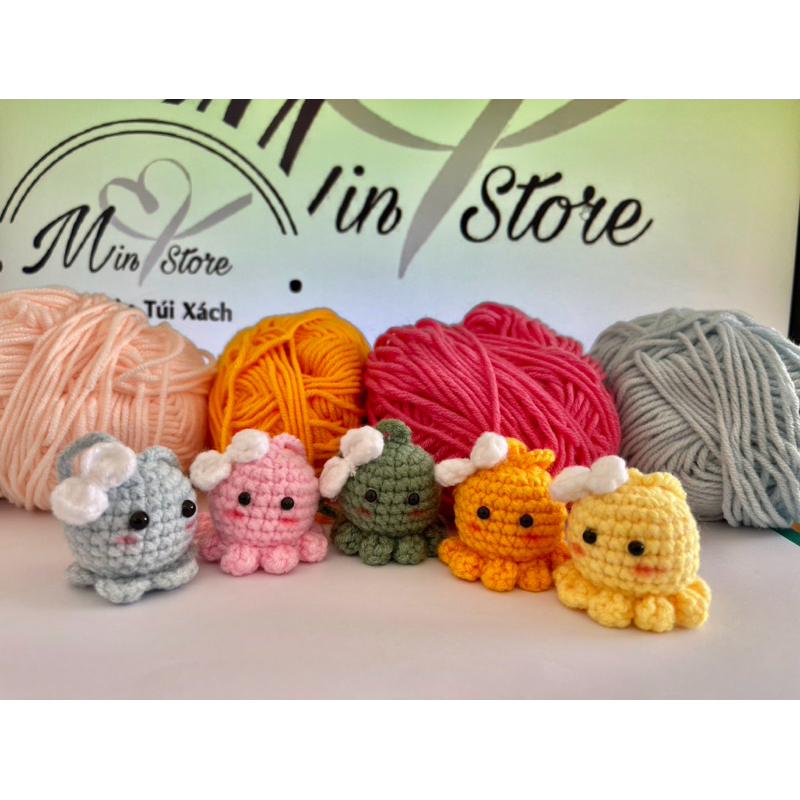 móc khoá bạch tuộc len min store hàng có sẵn