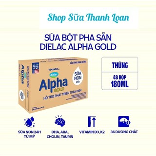 [HSD T2-2025] [Có Thẻ Tích Điểm] Thùng 48 Hộp Sữa Bột Pha Sẵn Dielac Alpha Gold IQ 180ml.