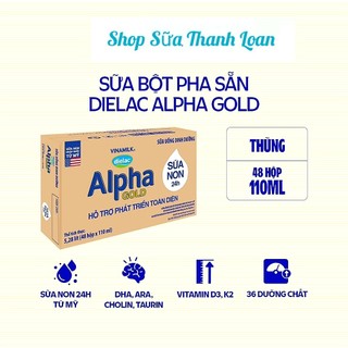 [HSD T3-2025] [Có Thẻ Tích Điểm] Thùng 48 Hộp Sữa Bột Pha Sẵn Dielac Alpha Gold IQ 110ml.