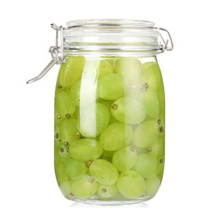 Hũ thủy tinh nắp cài khóa Inox 1 Lít dáng tròn Miso