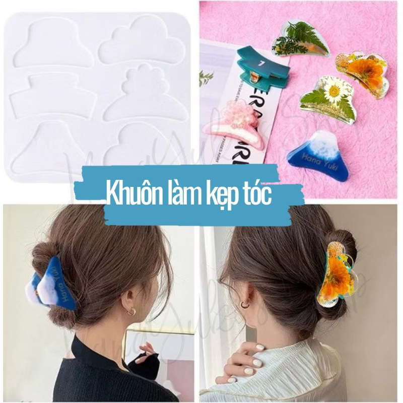 Khuôn silicon đúc kẹp tóc làm thủ công Epoxy Resin.