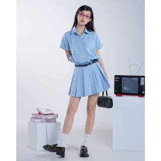 Đầm xòe xếp ly tay ngắn phối cổ sơ mi the c.i.u - laney dress - c10
