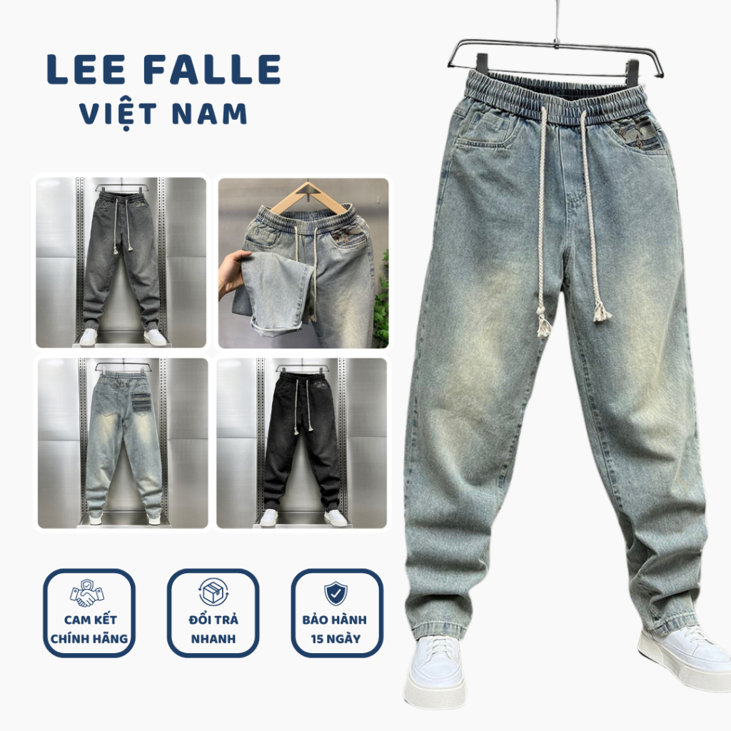 Quần Jean Nam Dây Rút, Cạp Chun Dễ Mặc, Vận Động Thoải Mái, Quần Bò Nam Form Baggy - Jean836