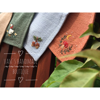 Khăn tay linen thêu tay, khăn tay bỏ túi tiện lợi. Quà tặng handmade