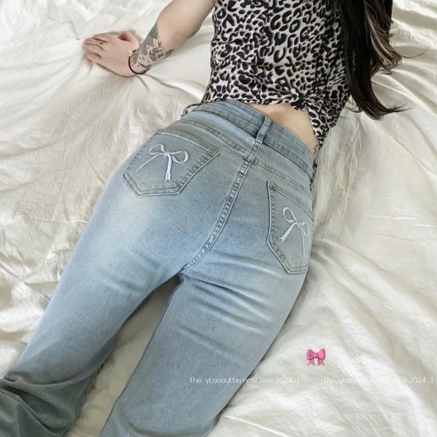 Quần bò jean nữ ống loe đứng rộng suông co giãn jeans cạp cao cao cấp Hottrend 2022 | BigBuy360 - bigbuy360.vn