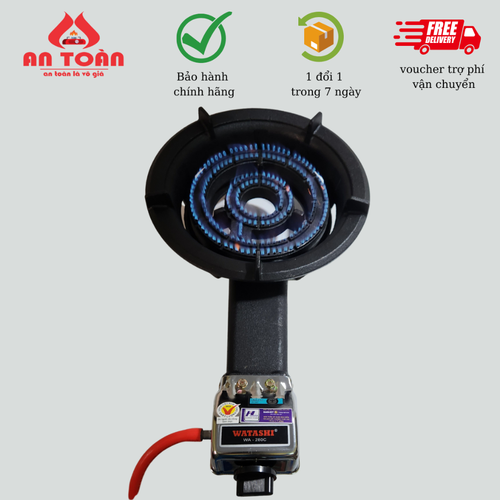Bếp gas công nghiệp cao cấp Watashi CN-280C (Nặng 8Kg, dùng van thấp áp).