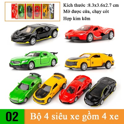 Đồ chơi mô hình xe ô tô cảnh sát, địa hình KAVY bằng hợp kim chạy cót gồm 4 xe mở được cửa