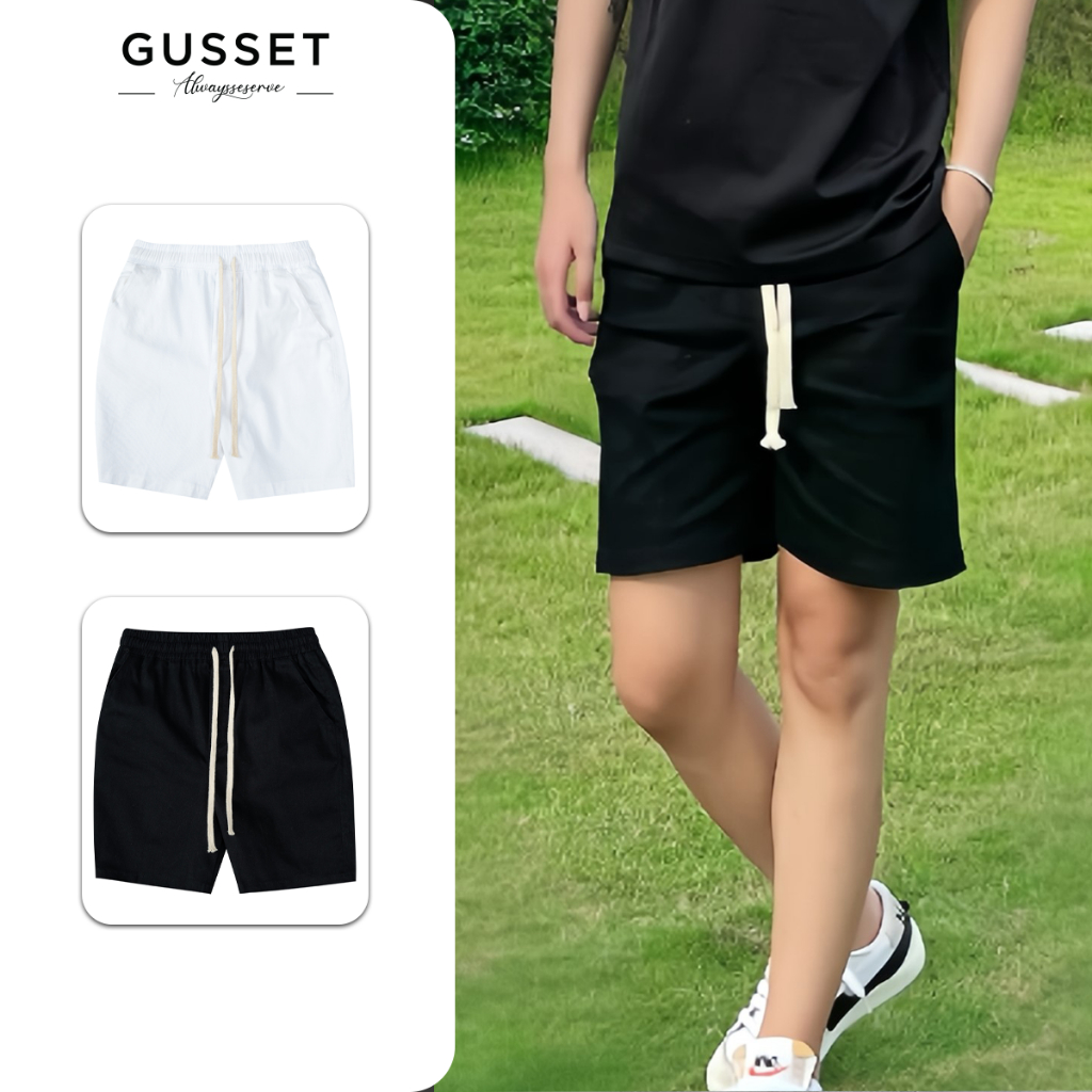 Quần short nam, Quần đùi nam ngắn, quần soot cạp chun chất vải kaki co giãn nhẹ form dáng trên gối Gusset STG