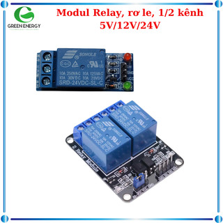 Modul relay, rơ le, 1/2 kênh 5v/12v/24v có opto cách ly