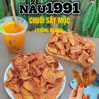 Chuối sấy không đường Nhà Nẫu, chuối sấy mộc healthy tốt cho sức khỏe. Đồ ăn vặt.