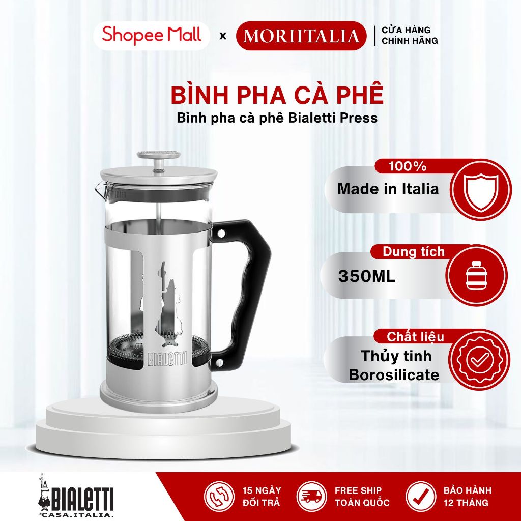 Bình pha cà phê Bialetti kiểu Pháp Press 350ml - 0003160/NW