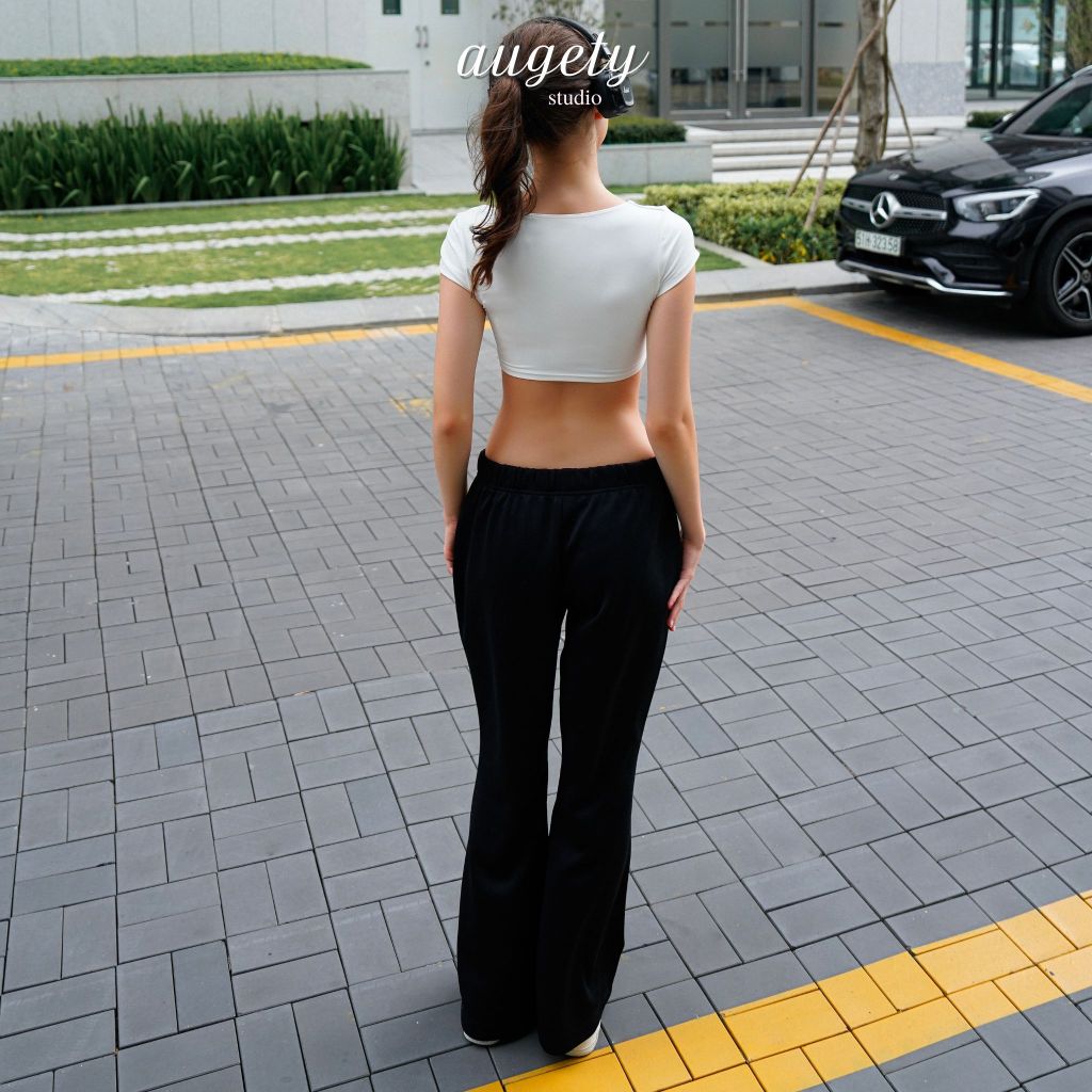 Quần Dài Nỉ Ống Loe Form Rộng Cạp Trễ Augety Studio, HAZEL Sweatpants | BigBuy360 - bigbuy360.vn