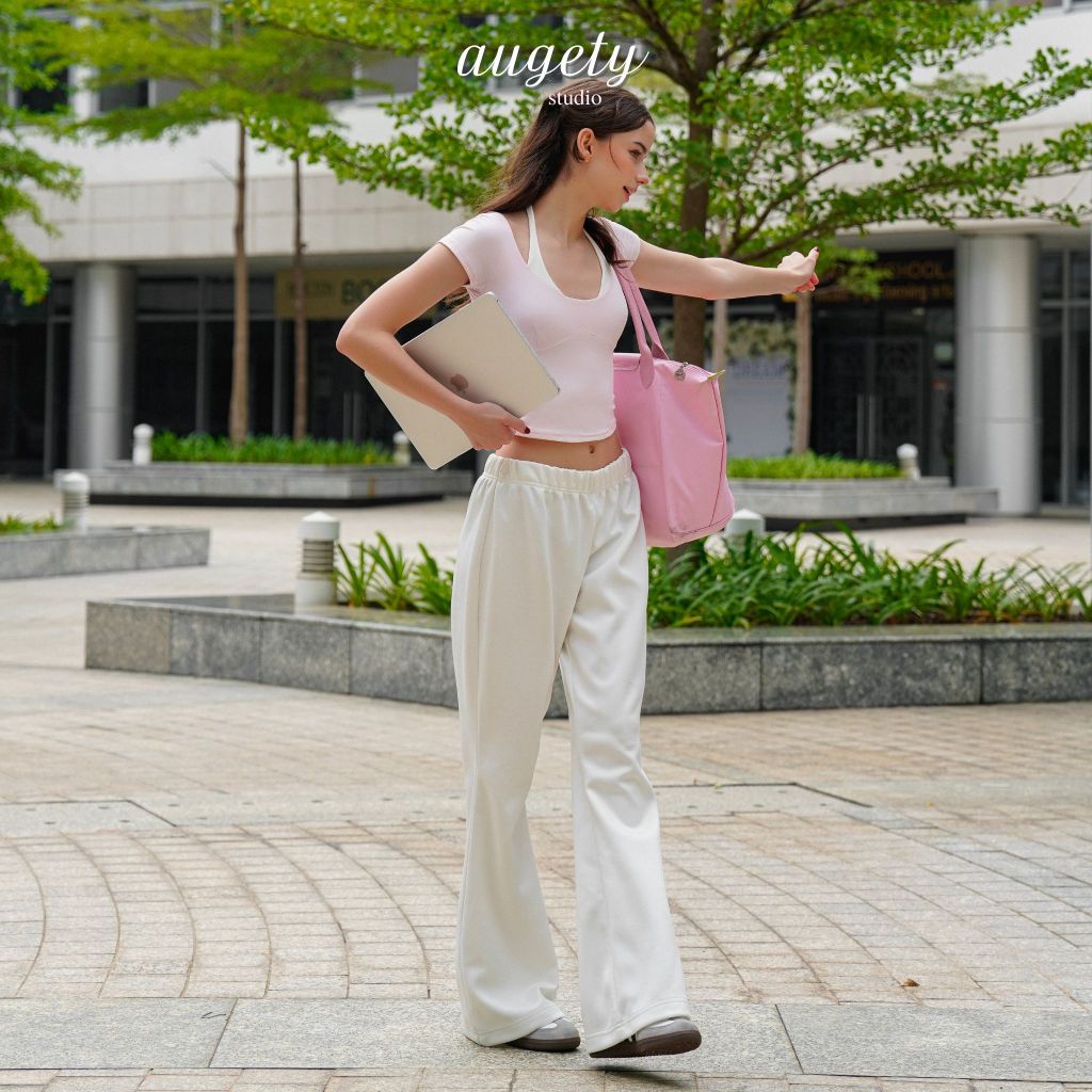 Quần Dài Nỉ Ống Loe Form Rộng Cạp Trễ Augety Studio, HAZEL Sweatpants | BigBuy360 - bigbuy360.vn