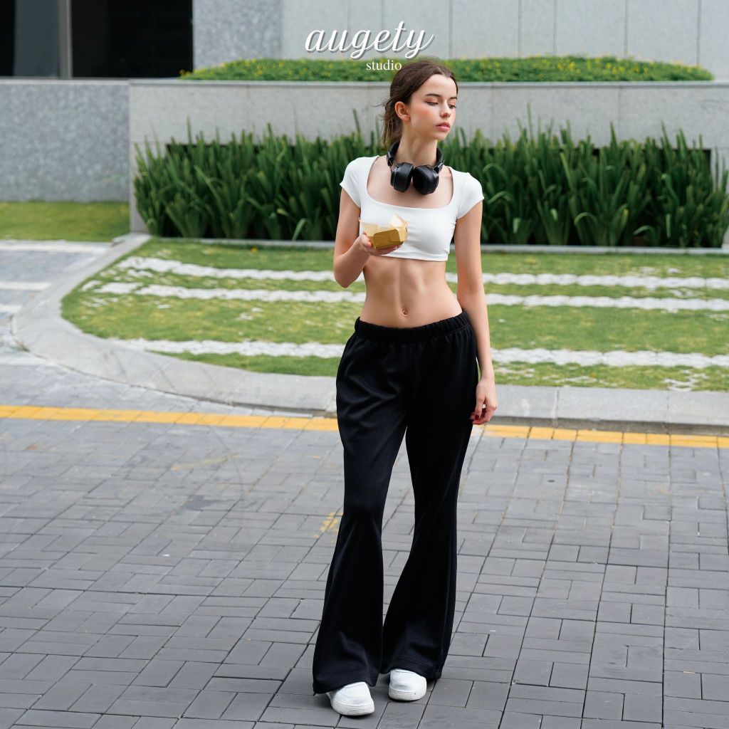 Quần Dài Nỉ Ống Loe Form Rộng Cạp Trễ Augety Studio, HAZEL Sweatpants | BigBuy360 - bigbuy360.vn