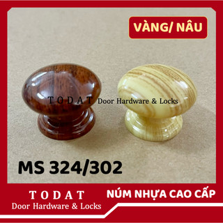 Núm tủ bằng nhựa giả gỗ - Núm tủ tròn loại nhỏ