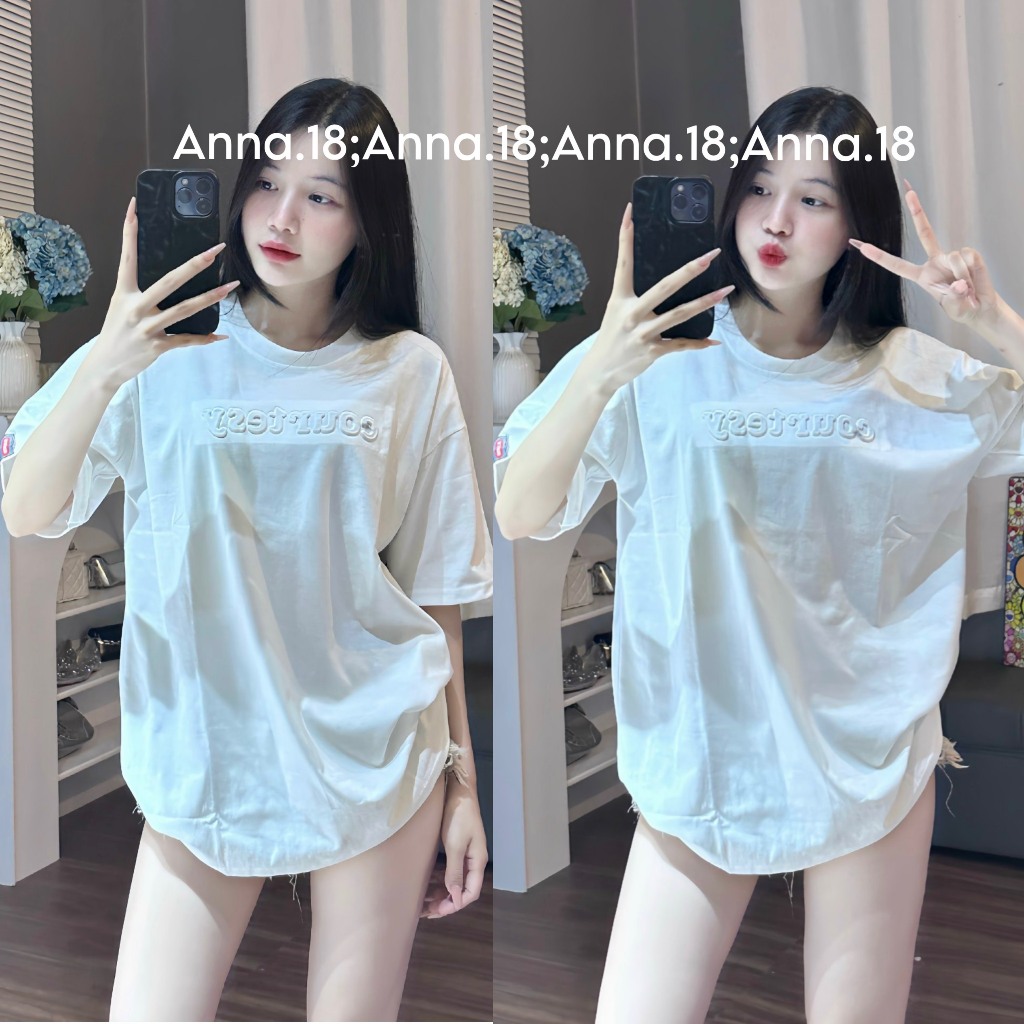 Áo phông cotton khô form rộng dập nổi (courtesy) top nam nữ | BigBuy360 - bigbuy360.vn