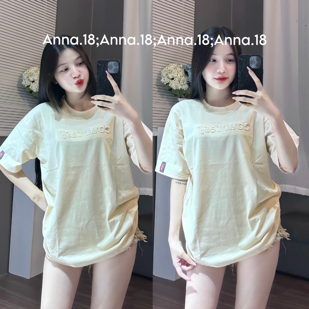 Áo phông cotton khô form rộng dập nổi (courtesy) top nam nữ | BigBuy360 - bigbuy360.vn