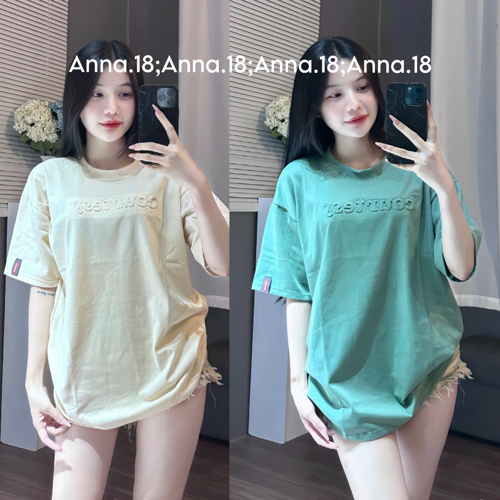 Áo phông cotton khô form rộng dập nổi (courtesy) top nam nữ | BigBuy360 - bigbuy360.vn