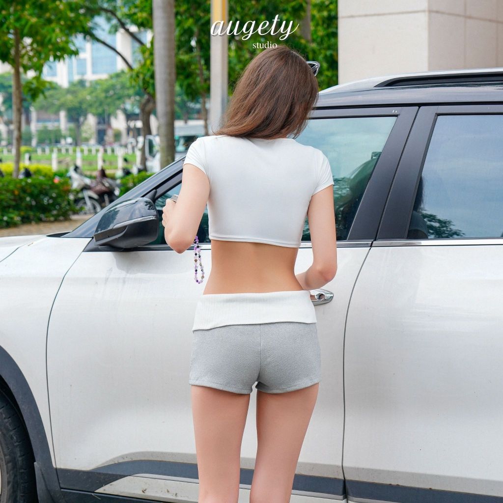 Quần Short Ngắn Cạp Trễ Gập Eo Có Nút Augety Studio, HERA Short | BigBuy360 - bigbuy360.vn
