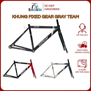 Khung xe đạp Fixed Gear Gray TEAM Càng Nhôm (kèm chén cổ)