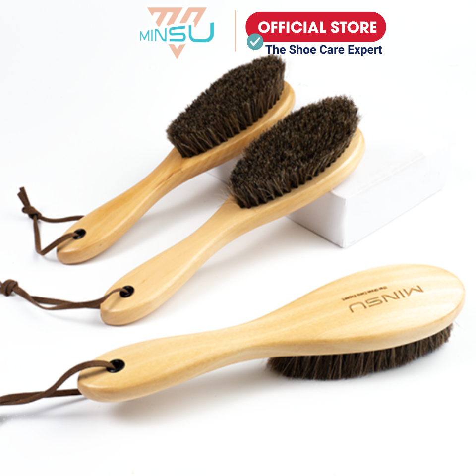Bàn Chải Đánh Giày Lông Ngựa Có Tay Cầm MINSU M2416 Giúp Vệ Sinh, Đánh Bóng Xi Giày, Tiện Ích Và Đa Năng