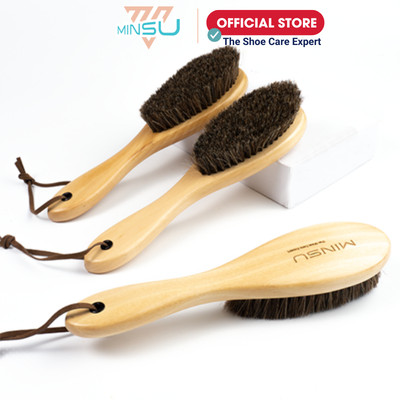Bàn Chải Đánh Giày Lông Ngựa Có Tay Cầm MINSU M2416 Giúp Vệ Sinh, Đánh Bóng Xi Giày, Tiện Ích Và Đa Năng