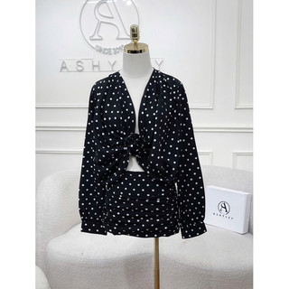 Set váy chấm bi lụa hàn 𝐀𝐒𝐇𝐘𝐋𝐄𝐘