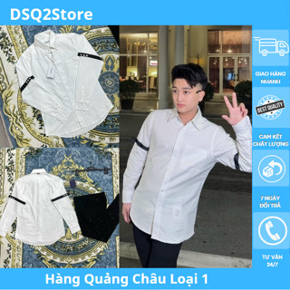 Áo Sơ Mi Thom  Kẻ Đen, Áo Sơ Mi thom Dài Tay  Chống Nhăn Trắng NEW Vải Gai Hàng Quảng Châu Cao Cấp