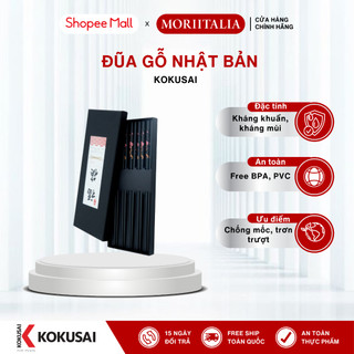 Vỉ 5 đôi đũa tre Nhật Bản Kokusai tự nhiên an toàn Moriitalia NDCK