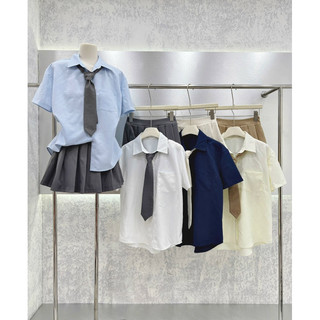 Set áo sơ mi cà vạt kèm chân váy xếp the.sweaterweather TSW