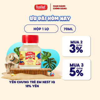 Lọ yến chưng trẻ em Nest IQ 70ml bán lẻ, 15%, 18% yến sào nguyên chất chưng sẵn, vị nguyên bản/ vị hoa tiên -Yến Việt