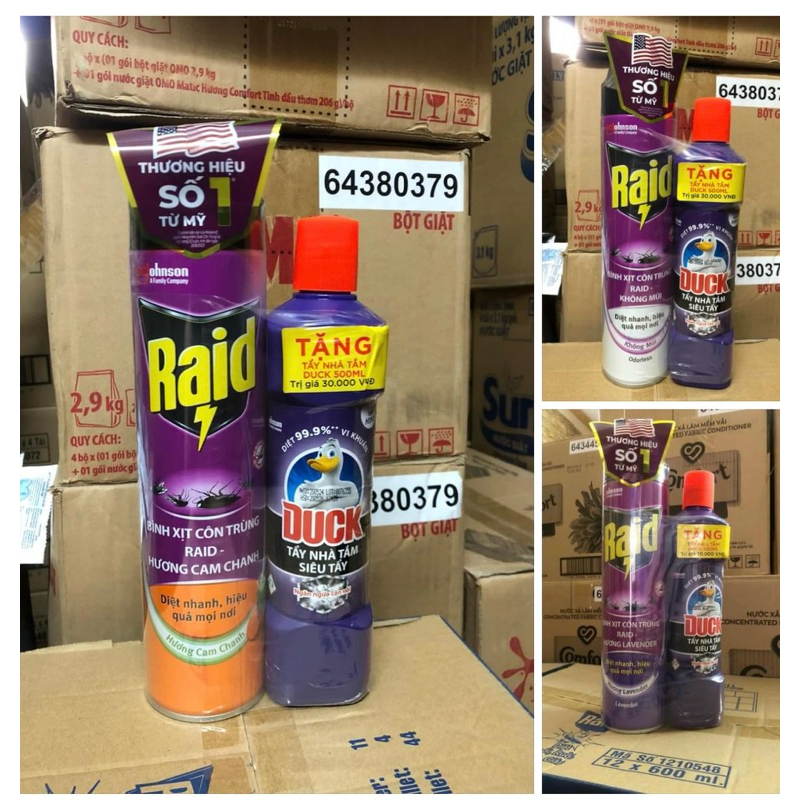 Xịt muỗi Raid hương chanh/ không mùi/ lavender 520ml tặng