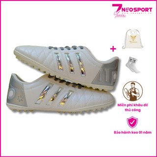 Giày bóng đá cỏ nhân tạo 3 sọc toni kroos 11pro neo trắng gót xám tf