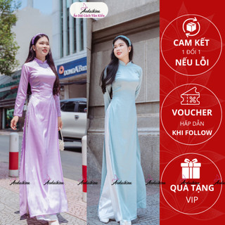 Áo dài truyền thống lụa vân gỗ tay dài đẹp đính hạt ngọc phù hợp lễ dự tiệc A58 Áo Dài Cách Tân Kiều
