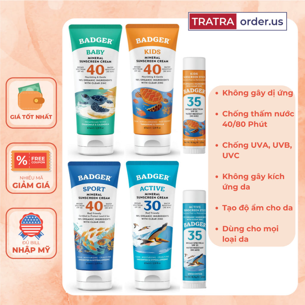 Kem chống nắng hữu cơ Badger