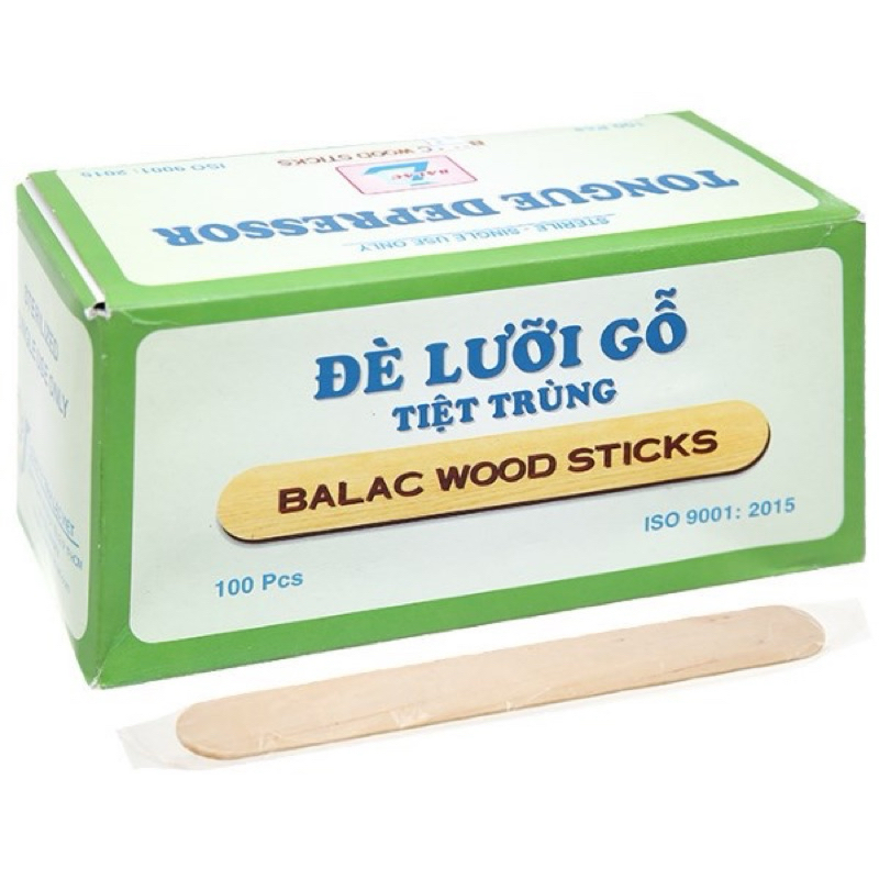 Que đè lưỡi gỗ. Hộp 100 que