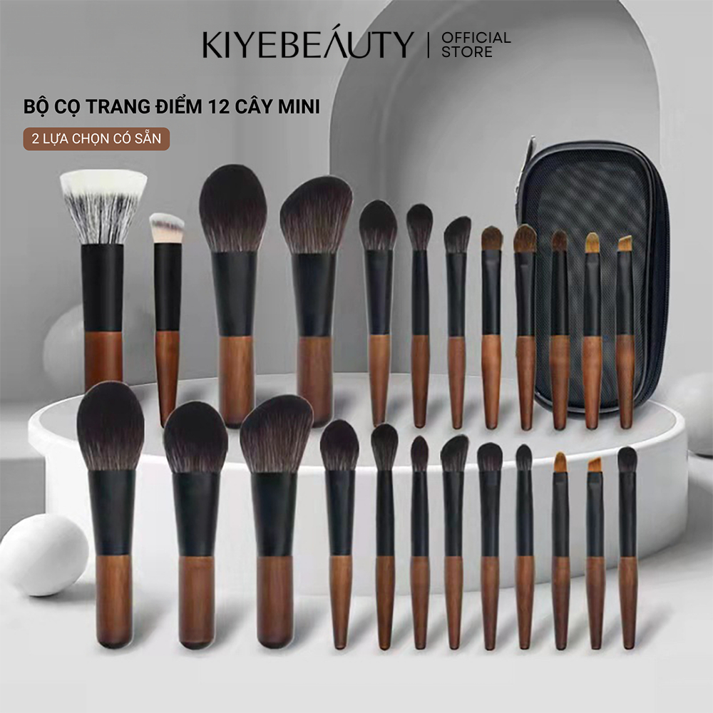 Bộ 12 Cọ Trang Điểm Mini KIYE Chuyên Nghiệp Tiện Lợi Kèm Túi Đựng